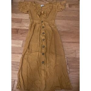 Mini Chica women's Vintage-Style Mustard Button-Down Tie-Front dress size XS